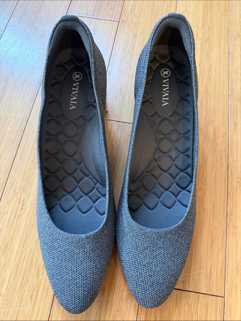 Vivaia Gray Knit Pointed-Toe Heels — Comfortable Everyday Women’s Pumps